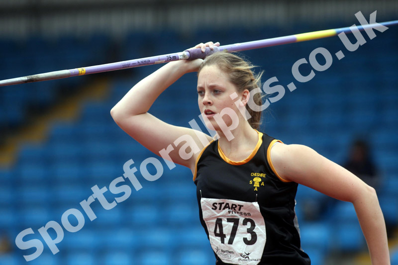 Danielle Bentley (Sale Harrliers) winner of the under-20 womens javelin, Northern Championships, Sport City, Manchester
